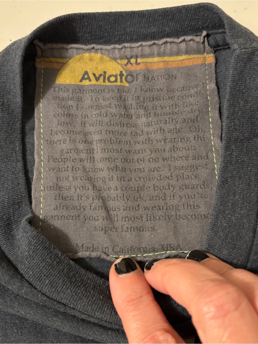 Aviator Nation Mens Grey Tee Size XL Lightning Bolt Elevated Basic Gorpcore Y2K - Picture 6 of 6